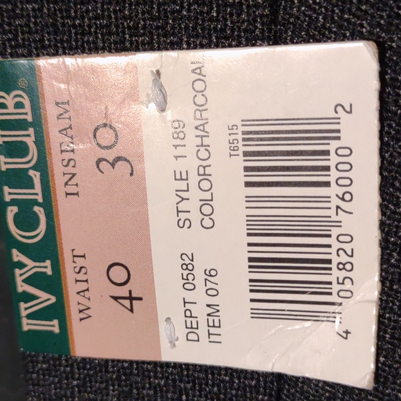 NWT Men Dress Pants by IVY CLUB. 40×30 - Picture 2 of 5